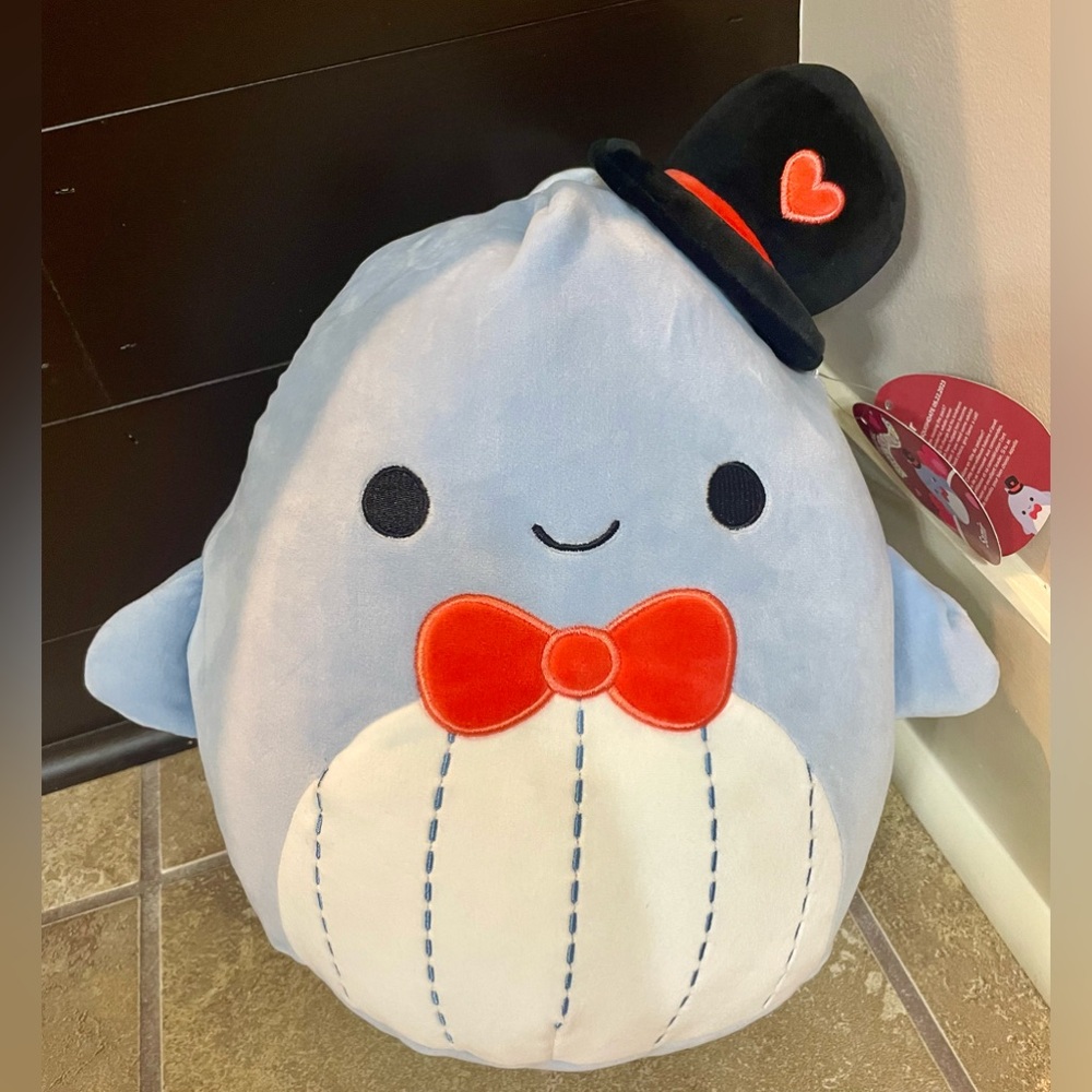 Samir 12” Original Squishmallow Whale with Top hat Valentine’s Day Edition